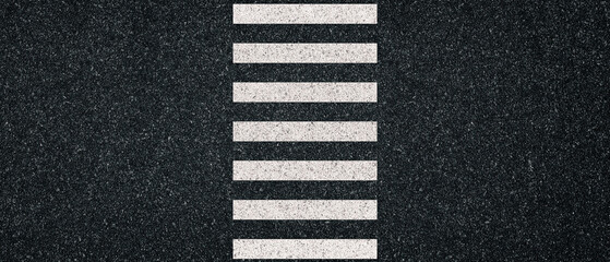 asphalt
road with pedestrian crossing white lines. Dark gray textured surface.  Banner design