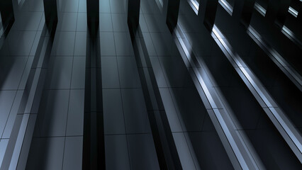 Architectural design of a wall with shadows. Wall of a building with shadows. 3D render.