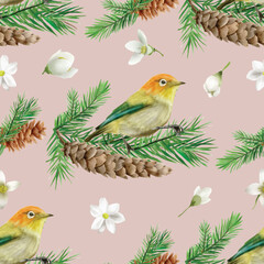 seamless pattern with illustration of animal and christmas element