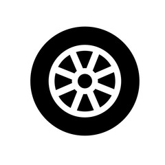 Obraz premium Car, vehicle or automobile tire alloy wheel with rim flat vector icon for apps and websites