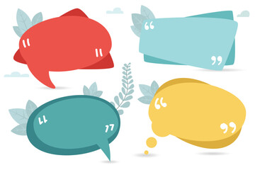 Color speech bubble. Message quote speech for communication, shape of bubble to talk. Vector illustration.