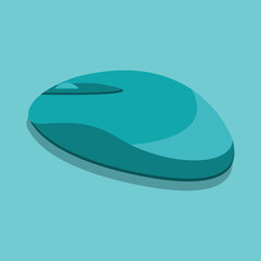 a turquoise computer mouse on a turquoise green background