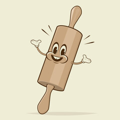 funny cartoon illustration of a rolling pin