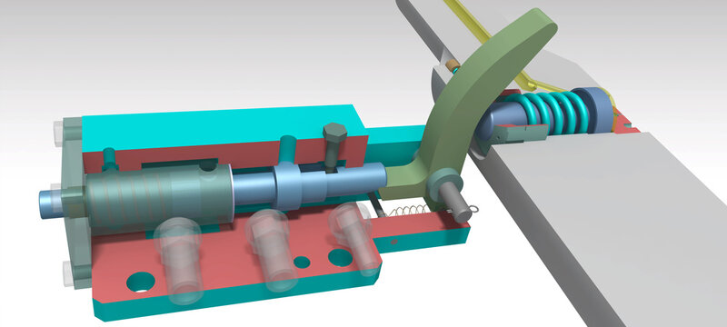 Mechanical over speed protection turbine 3D illustration