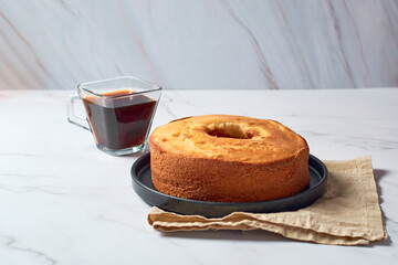 Traditional vanilla pound cake with orange extract, Bundt cake recipe