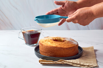 Traditional vanilla pound cake with orange extract, Bundt cake recipe