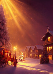 Fototapeta premium Weihnachts Dorf im Winter romantische Stimmung festlich