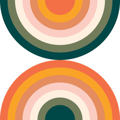 Decorative arc-shaped colored arc on a white background. Artistic arches and semicircles for trendy prints on pillows, paintings in the interior. Vector.