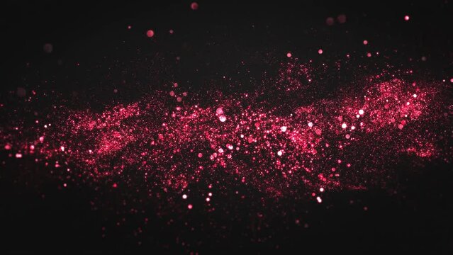 Red pink glitter particles loop background