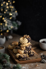 Obraz na płótnie Canvas Spritz biscuits sablés ambiance de Noël au chocolat et noisette 
