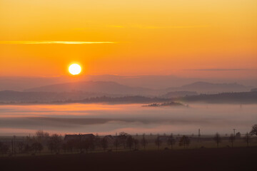 Sumava sumset near Pisek, Southern Bohemia, Czech Republic