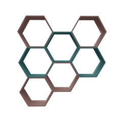 minimal 3d illustration of colorful Hexagon shelf