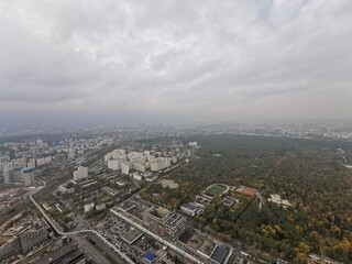 Fototapeta na wymiar Panorama of the city of Moscow, from a bird's-eye view, clear day