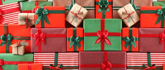 Many different Christmas presents as background - Powered by Adobe