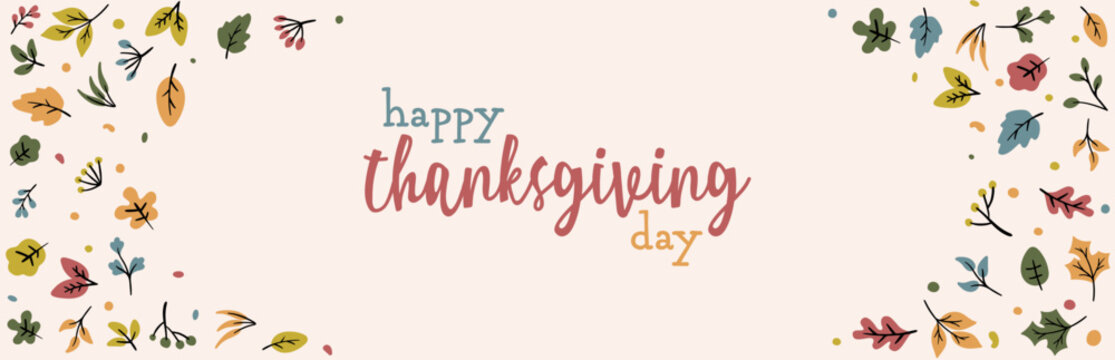 happy thanksgiving day banner typography autumn text illustration