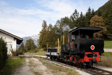 Historical steam locomotive, Achensee lake railroad, Tiro, Austria