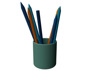 Abstract design element 3d render of Pens with Pencil holder Minimalist concept