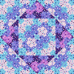 Creative labyrinth mosaic seamless pattern. Geometric maze wallpaper. Plus sign background.