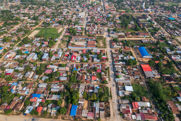 Aerial view of the city of Pucallpa, capital of the province of Ucayali.