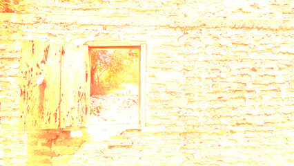 Surface of the old broken, crack, rough, stain, rift yellow blocks wall backgroud texture	