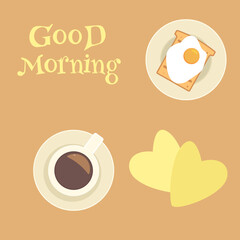 Banner. Good morning . Have a good day . coffee and breakfast