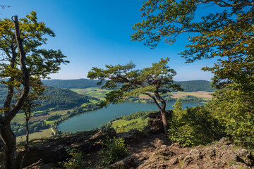 Obraz premium View from the Houbirg to the Happurg reservoir in Middle Franconia/Germany