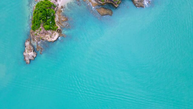 Aerial footage view of Pulau Ular or Snake Island in Langkawi Island Malaysia