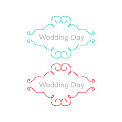 Wedding Day Ornamental Labels Set isolated On White