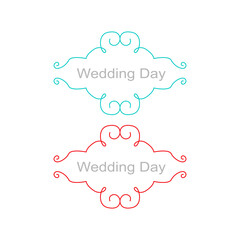 Wedding Day Ornamental Labels Set isolated On White