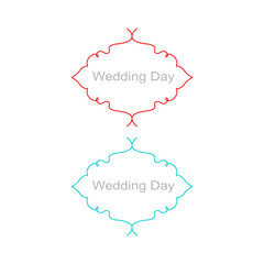 Wedding Day Ornamental Labels Set isolated On White