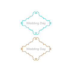 Wedding Day Ornamental Labels Set isolated On White