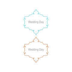 Wedding Day Ornamental Labels Set isolated On White