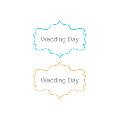 Wedding Day Ornamental Labels Set isolated On White