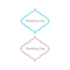 Wedding Day Ornamental Labels Set isolated On White