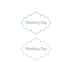Wedding Day Ornamental Labels Set isolated On White