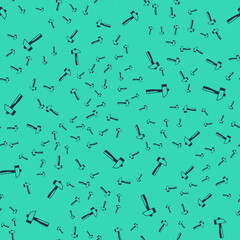 Black Hammer icon isolated seamless pattern on green background. Tool for repair. Vector