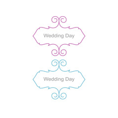 Wedding Day Ornamental Labels Set isolated On White