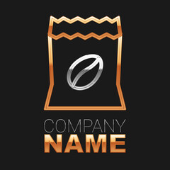 Line Bag of coffee beans icon isolated on black background. Colorful outline concept. Vector