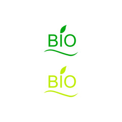 Bio Food Design Label with Green Wave isolated on White