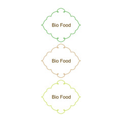 Bio Food Ornamental Labels Set isolated On White