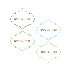 Natural Food Ornamental Labels Set isolated On White