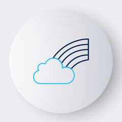 Line Rainbow with cloud icon isolated on white background. Happy Saint Patricks day. National Irish holiday. Colorful outline concept. Vector