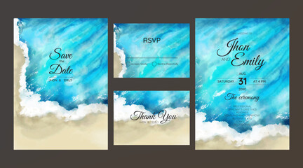 wedding cards, invitation. Save the date sea style design. Romantic beach wedding summer background..