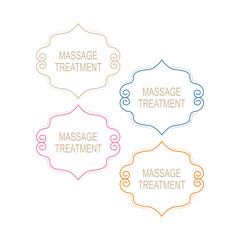 Massage Treatment Ornamental Labels Set Isolated on White