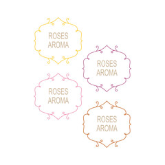 Roses Aroma Ornamental Labels Set Isolated on White