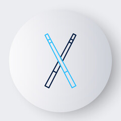 Line Crossed billiard cues icon isolated on white background. Colorful outline concept. Vector
