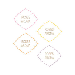 Roses Aroma Ornamental Labels Set Isolated on White