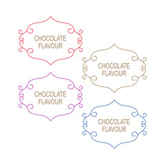 Chocolate Flavour Ornamental Labels isolated on White