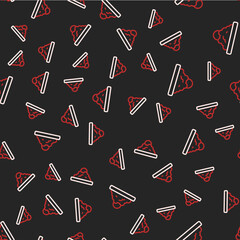 Line Rice in a bowl icon isolated seamless pattern on black background. Traditional Asian food. Vector