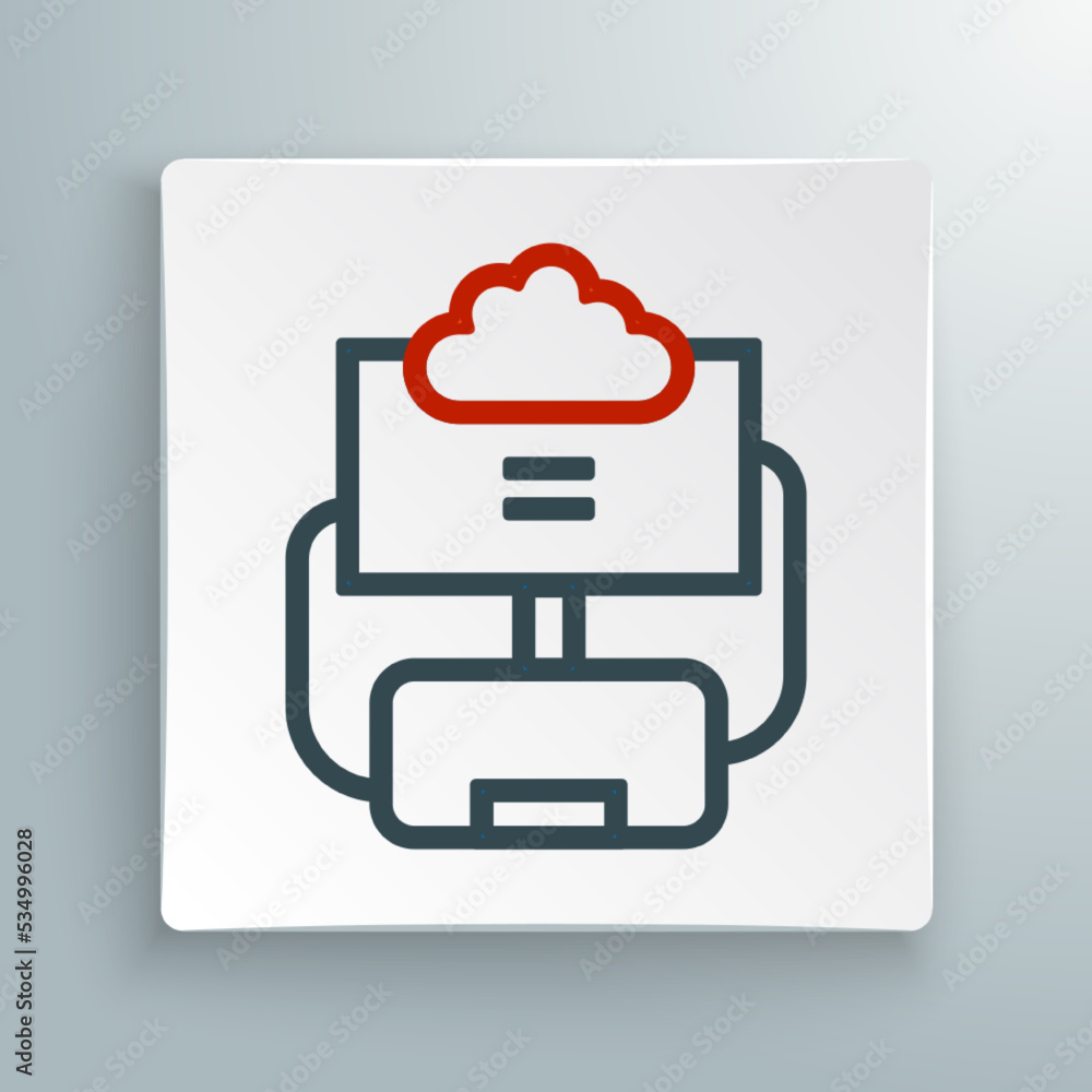Poster line cloud database icon isolated on white background. cloud computing concept. digital service or a